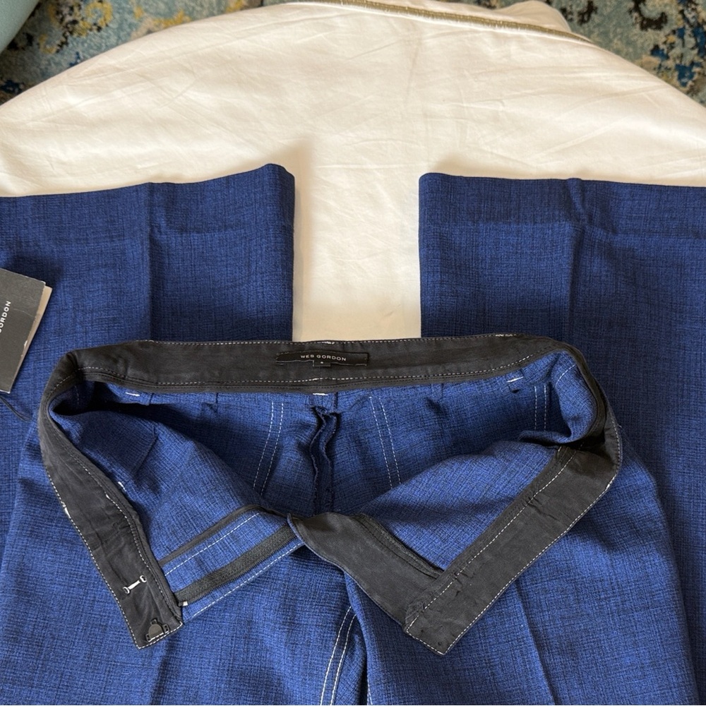 NWT Wes Gordon Blue Trouser Jeans White Stitch Slub 8 Preppy Quiet Luxury Retro - Picture 8 of 14